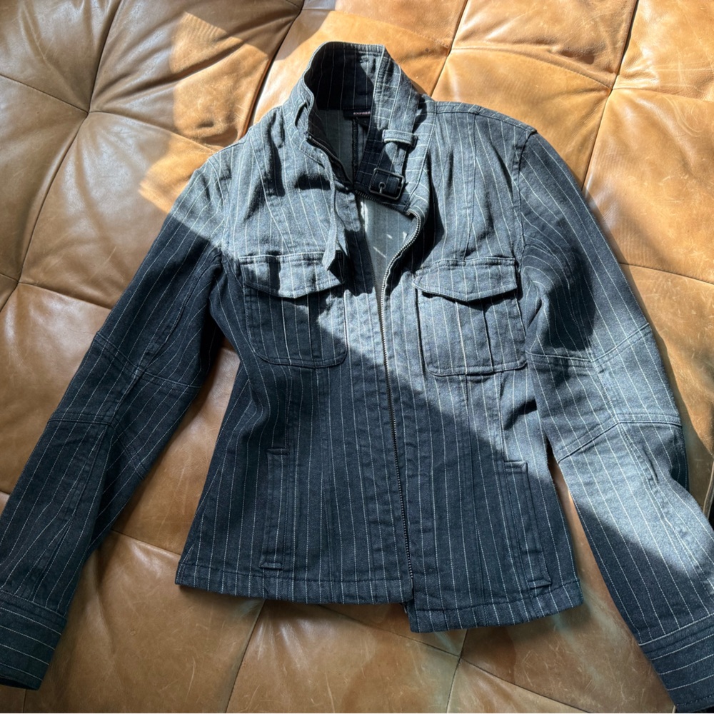 Express Charcoal Pinstripe Blazer